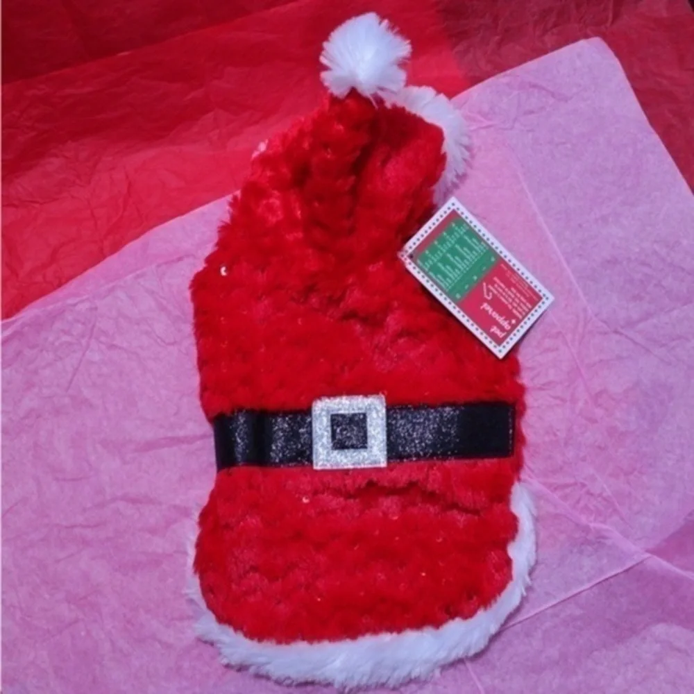 🅽🅴🆆 sparkly Santa Claus costume for teacup toy small dogs, XS